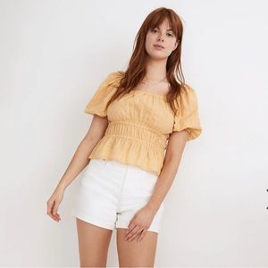 Madewell Curvy High-Rise Denim Shorts Tile White